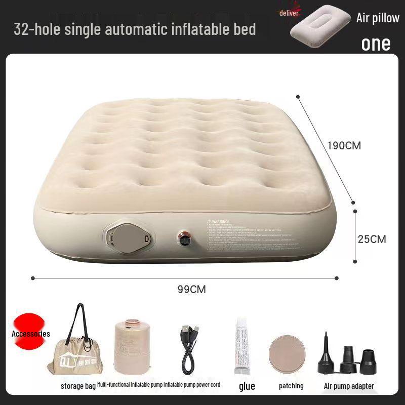 Portable Raised Air Mattress: Single/Double, Thick Inflatable Bed for Home & Outdoor Use