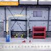 1/64 Car Garage Model Featuring Lift, Oil Drum, And Repair Frame Elements