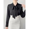 High-Grade Satin Bow Ribbon Shirt - Spring 2025 Women's Slim Professional Top