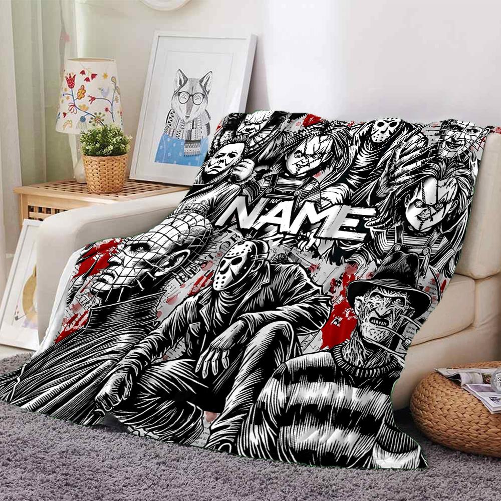 Customiz Name Personality Horror movies Blanket Soft &Warm Sofa Office Bed Travel Lunch Break Blanket, Gift Suitable All Seasons