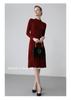 Women's Slim-Fit Over-the-Knee Cashmere Sweater Dress with Half-High Collar and Long Sleeves for Autumn-Winter.