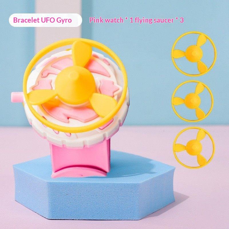 Children'S Outdoor Flying Bamboo Dragonfly Frisbee Gyro Gun Pistol Luminous Ufo Spinning Top Ejection Toy Kids Gyro Launcher