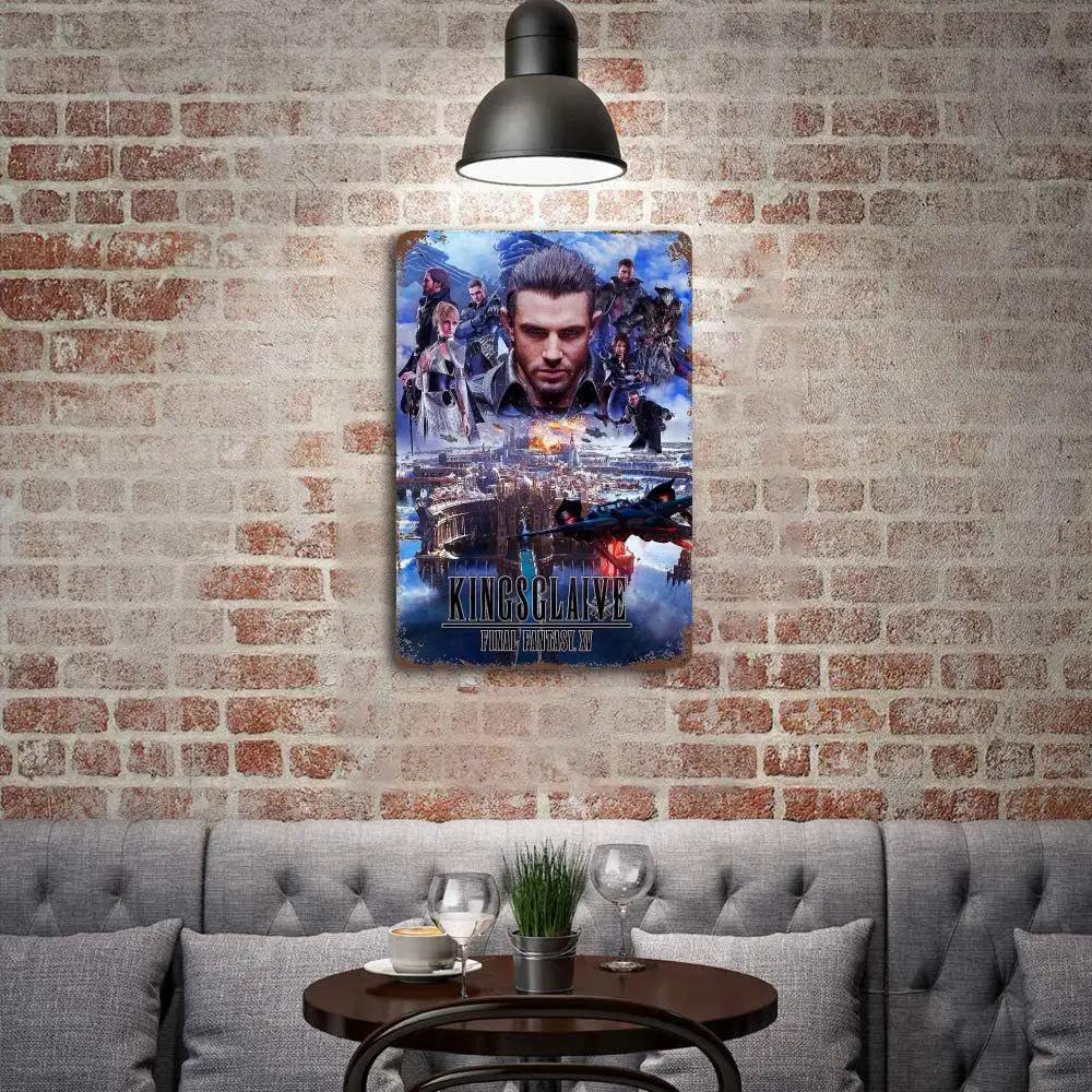 Yoshitaka Amano Final Fantasy VIIs Poster Vintage Blech Metallschild Dekorative Plakette für Pub Bar Man Cave Club Wanddekoration