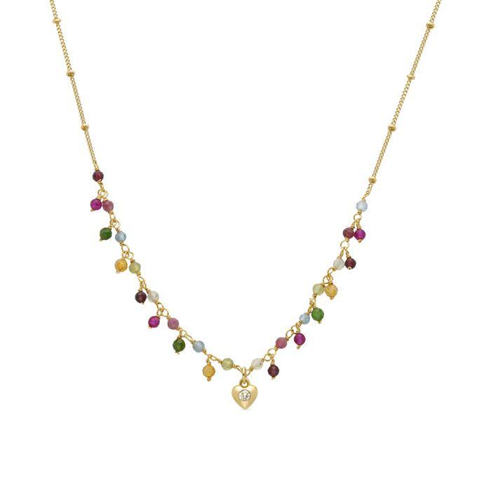 Collier - Luxenter - Wyrm - Or Jaune 18K - Cristal Multicolore - 41cm + 3,5cm De Rallonge