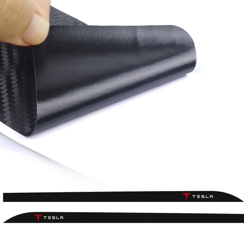 2pcs Car Side Skirt Sill Carbon Fibre Body Protection 3D Sticker For Tesla Model S Model X Model Y Cybertruck Model 3 Model Y