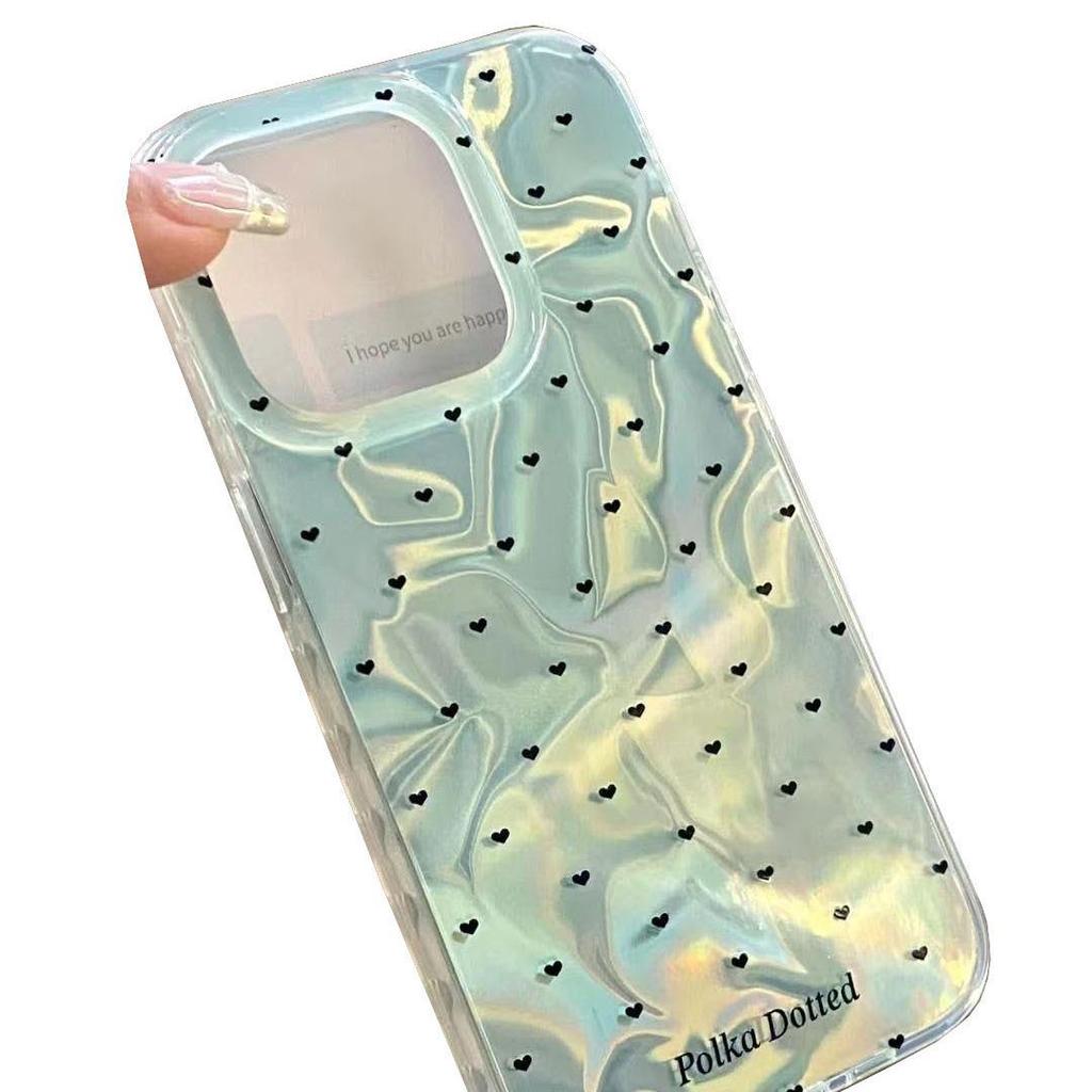 Mint Green Water Ripple Heart iPhone 15 Pro Max Case, Compatible with iPhone 12/13/14