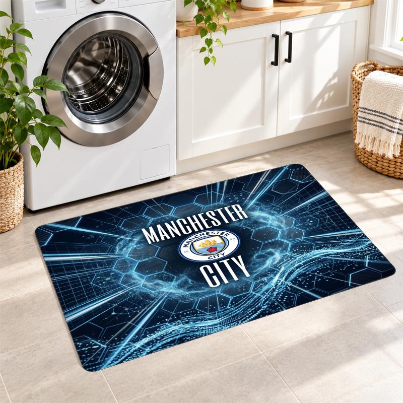 Flannel Kitchen Mat Manchester City Soft Area Rug Non Slip Floor Carpet Home Decoration