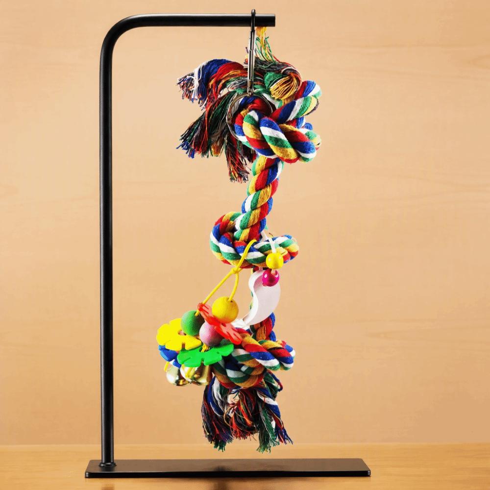 Colorful Cotton Rope Bird Hanging Toy Bite Resistant Cotton Rope Bird Toy  For Small Parrots