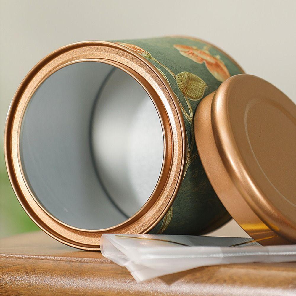 1Pcs 10/19cm Tea Sealed Jar Green Black Tinplate Storage Can Durable Empty Tea Can