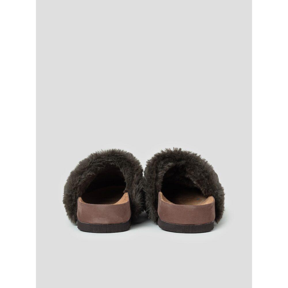 Scholl (Women) Fur Trim Cork Clog Green (Hh49K2C37M)