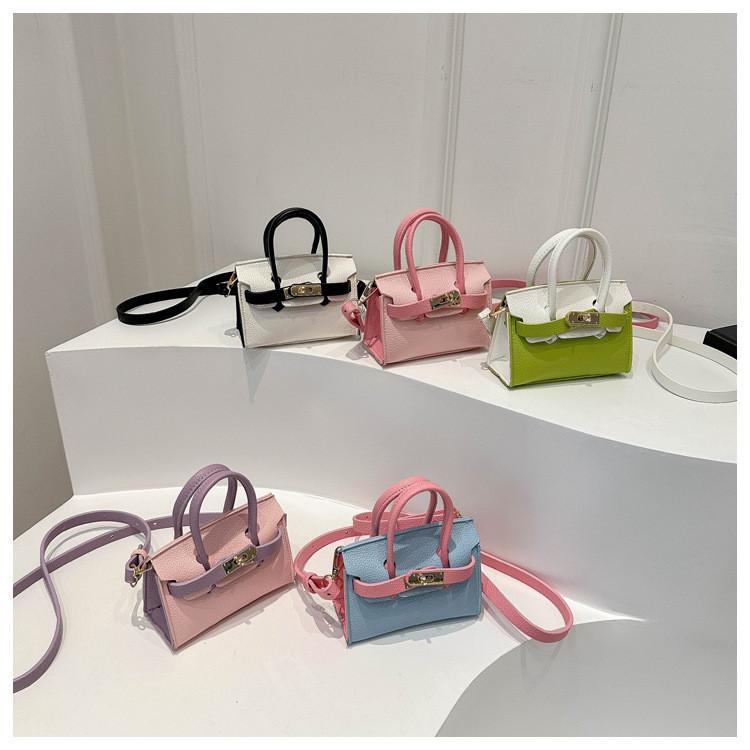 Elegante Mini Borsa a Spalla Coreana per Bambini con Design Trendy Color Block per Bambini