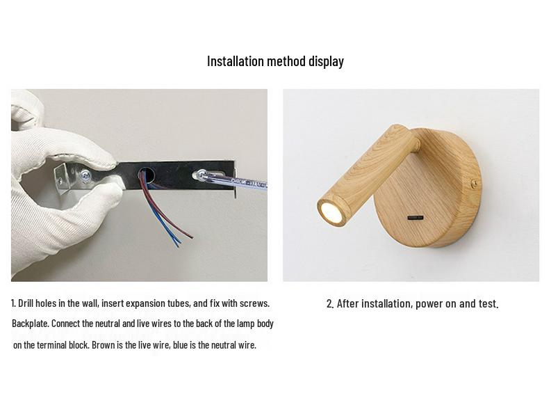 Walnut Wall Lamp with Switch - Bedroom & Hotel Bedside Reading Light