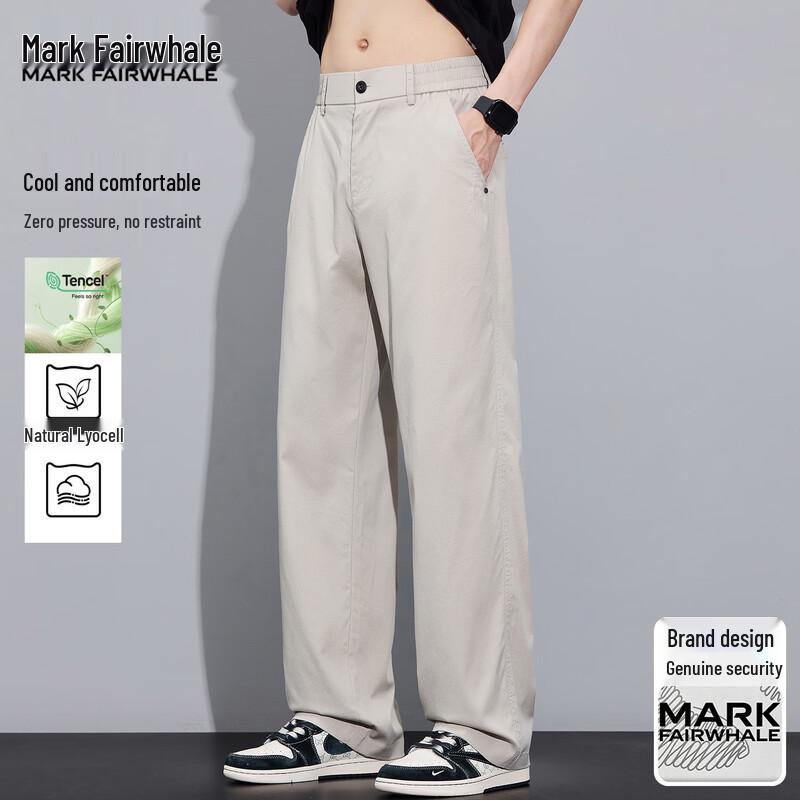 MARK FAIRWHALE Men s Summer Lightweight Tencel Straight-Leg Pants 36