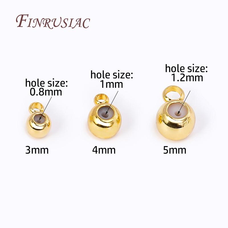 18K Gold Plated Positioning Beads For Chain 3/4/5mm Round "Smart" Bead with Silicone Insert and Ring DIY Jewelry Fittings