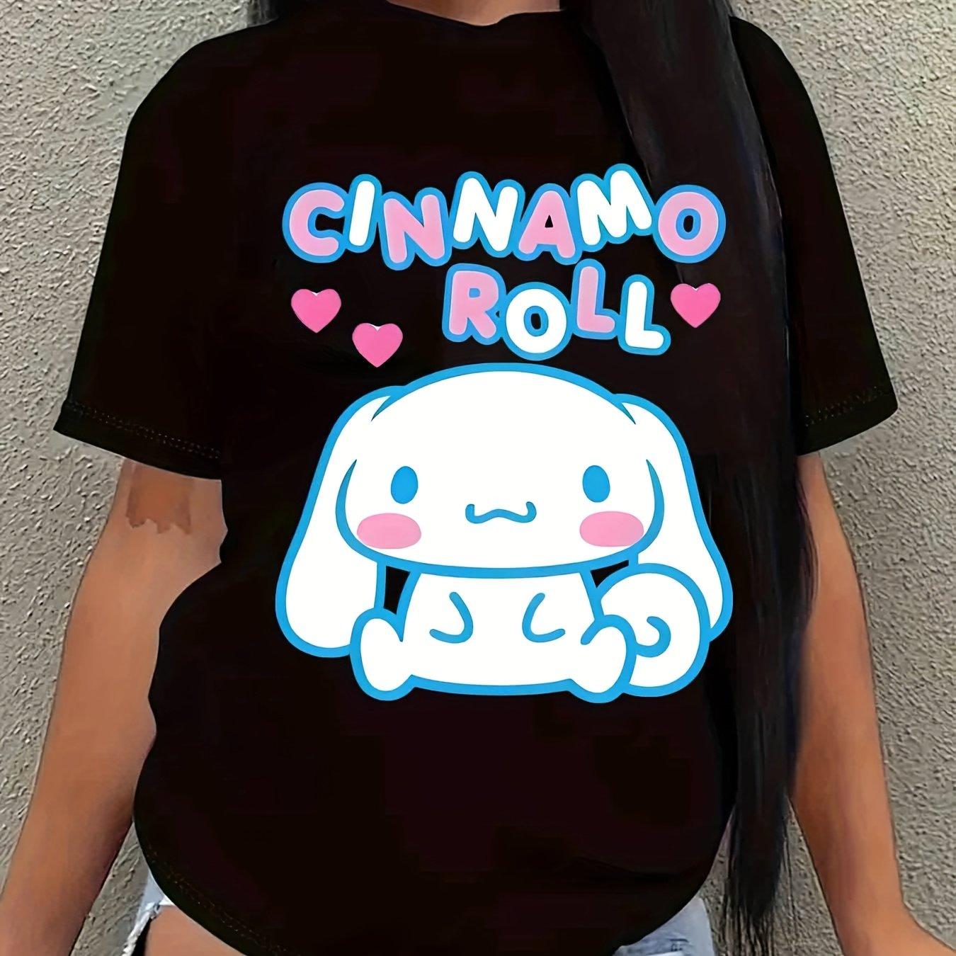 

Cute cartoon printed short-sleeve T-shirt, crew neck T-shirt perfect for summer beaches and parties XXS