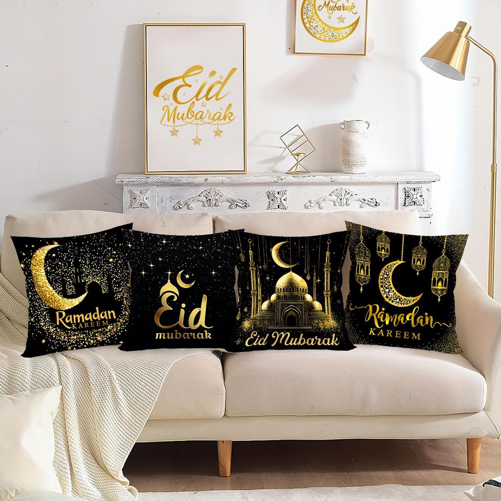 2026 Eid Mubarak Pillowcase Decor for Home Sofa Cushion Cover Islamic Ramadan Kareem Decoration Mosque Muslim Pillow Cover Gifts