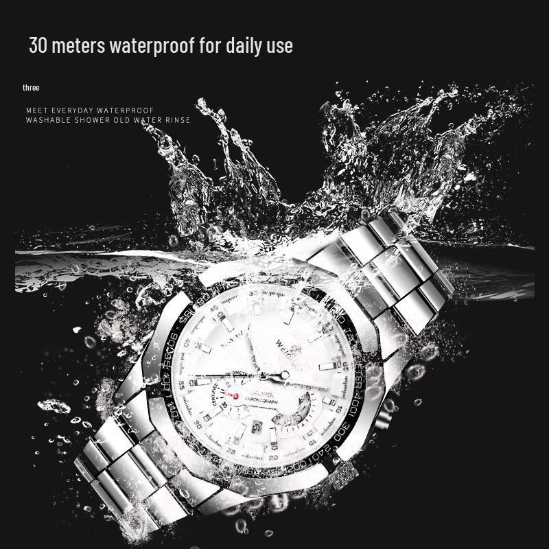 New Waterproof Luminous Men's Quartz Wristwatch - Trendy Korean Style, Fully Automatic, Domineering Design.