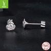 Simple Rose Temperament Shining Moissanite Stud Earrings S925 Sterling Silver Platinum Plated Versatile Jewelry Earrings Women