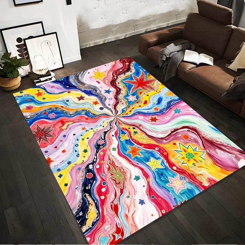 

Colorful Abstract Star Pattern Carpet with Swirl Design for Living Room Suitable for use as an anti-slip for living room bedroom sofas 40x60cm( 15x23in )