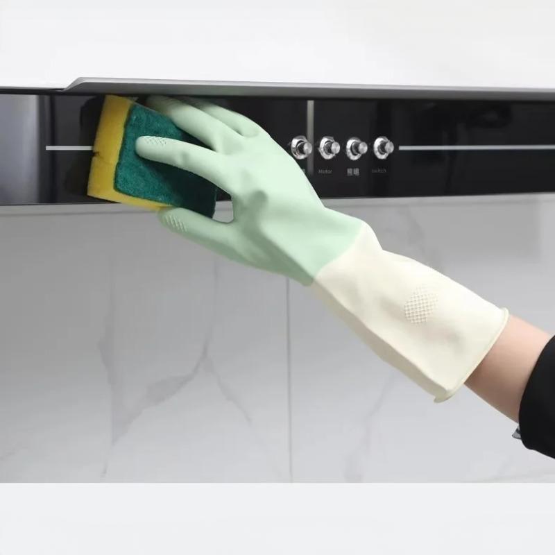 4pcs Waterproof Housework Cleaning Gloves Kitchen Cleaning Latex Laundry Dishwashing Gloves Wear Resistant Rubber Gloves