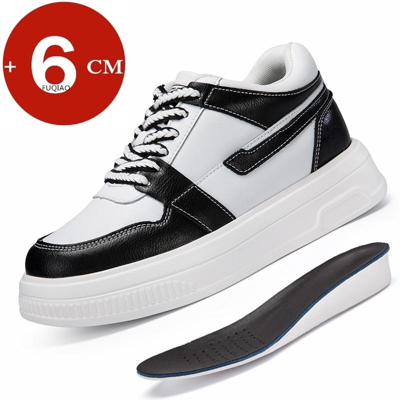 Unisex Genuine Leather Height Increasing Elevator Shoes Men Woman Height Increase Shoes 6cm Man Sneakers Lift Sport Casual Shoes
