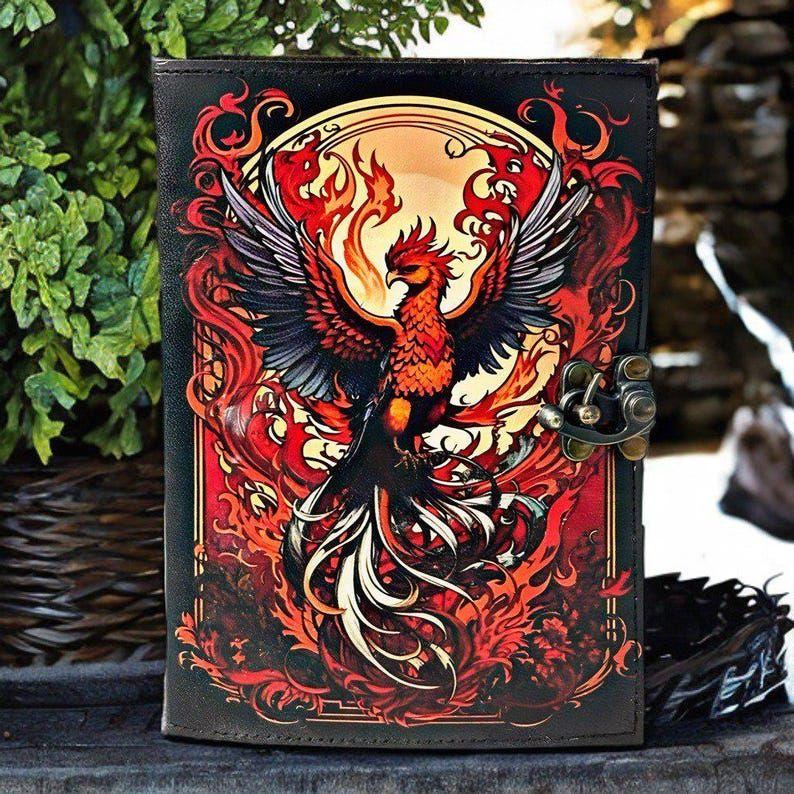

Phoenix Leather Grimoire • Handmade Journal • Spell book • Gift for Mythology Lovers 7 x 5 inch