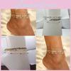 Elegant 3pcs Set Of Timeless Beach-inspired Fishbone Chain Crystal Zircon Anklets