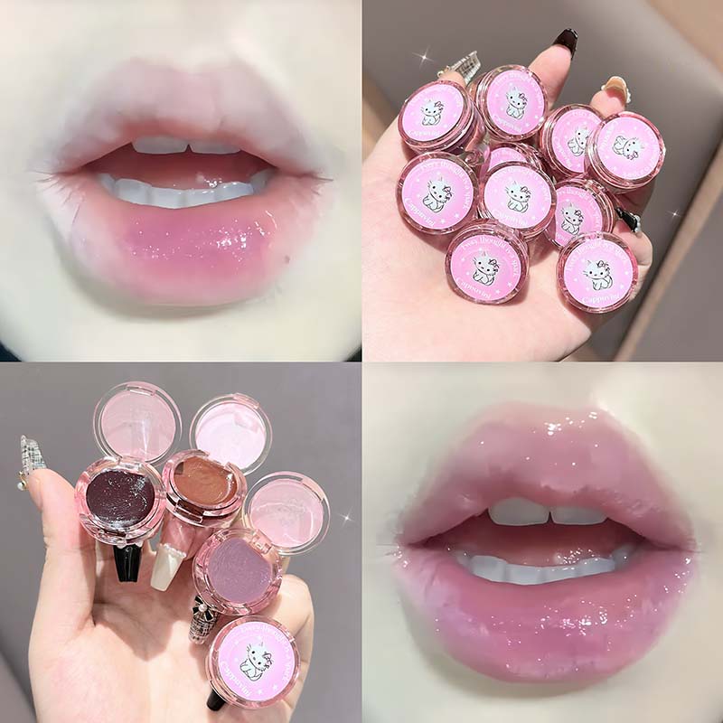 Diamond Crystal Glitter Lip Gloss Matte Red Brown Lip Tint Cute Cat Ring Lip Gloss Moisturizer Non Stick To Korean Make Up