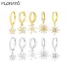 925 Sterling Silver Needle Exquisite White Zircon Flower Pendant Hoop Earrings for Women Wedding Fine Jewelry Gift Wholesale
