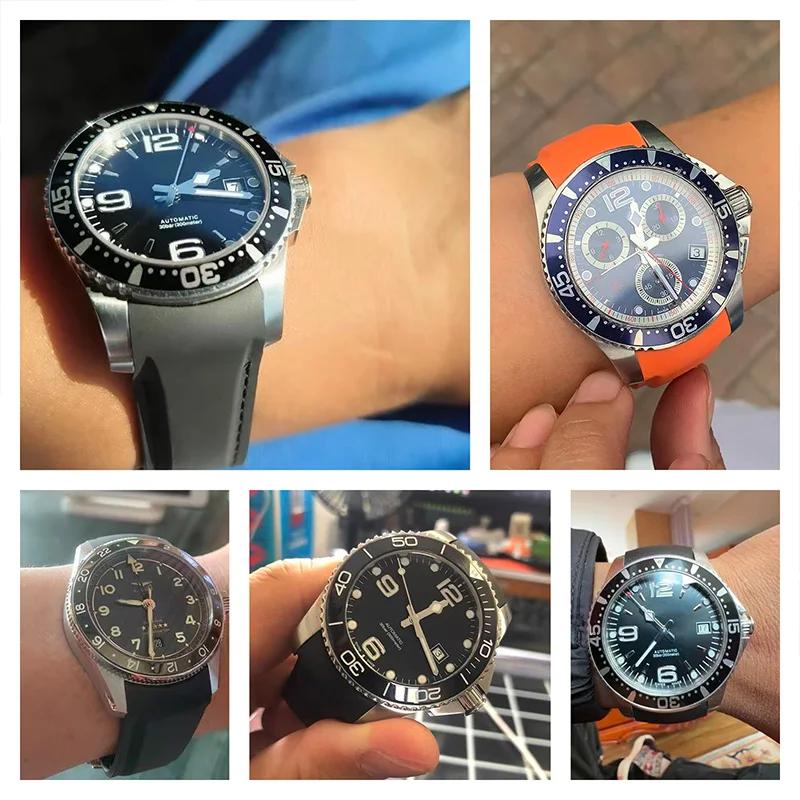 Fluororubber Rubber Watchband 19mm 20mm 21mm 22mm For Longines HydroConquest L3 GMT Pioneer Zulu Time Watch Band Bracelets