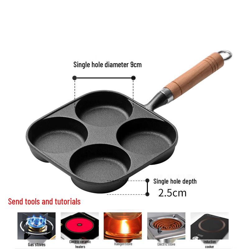 ZISIZ Cast Iron Single-Hole Egg Frying Pan