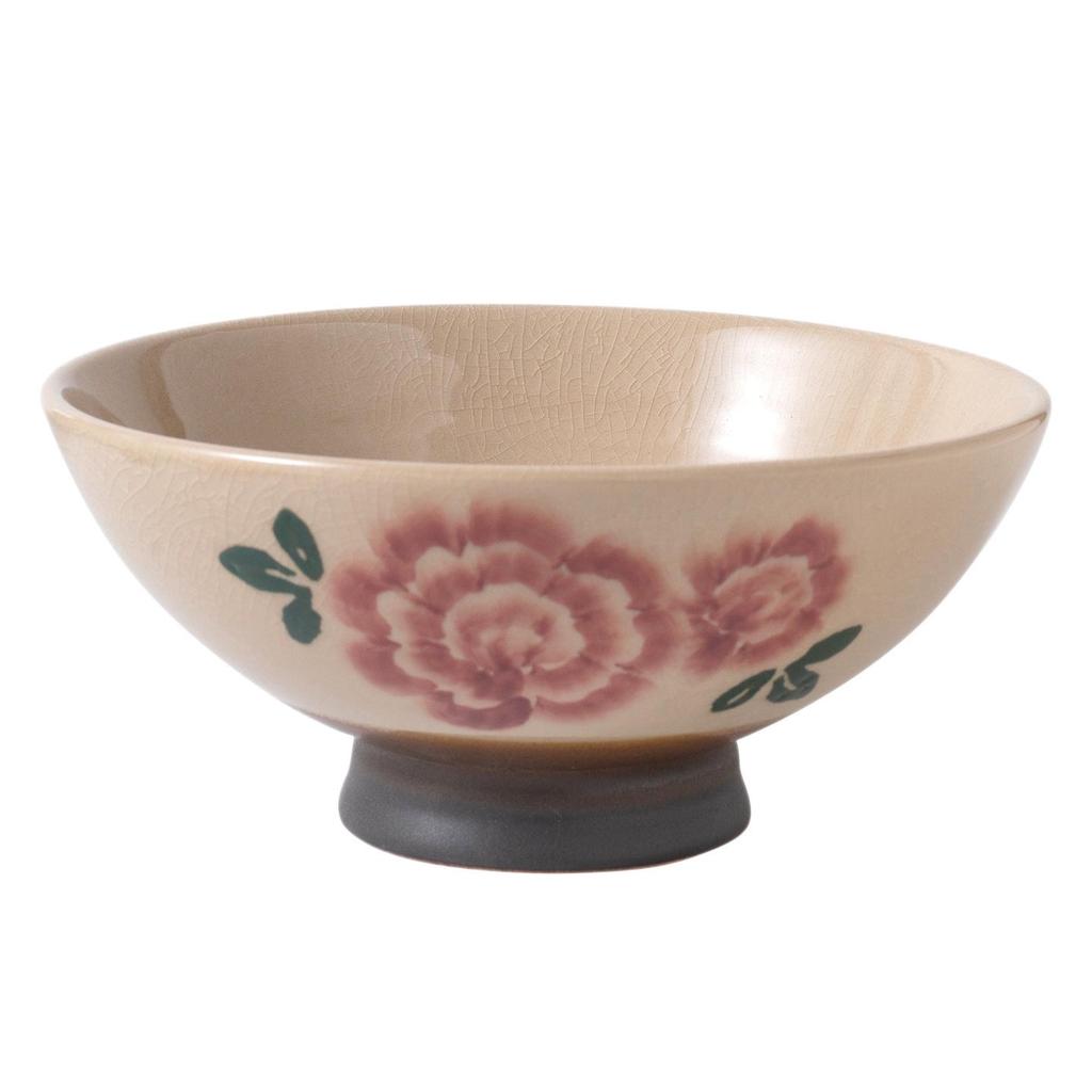 Retro Hand-Painted Floral Ceramic Noodle Bowl - Large Chinese Style Soup/Rice Bowl with Underglaze Color