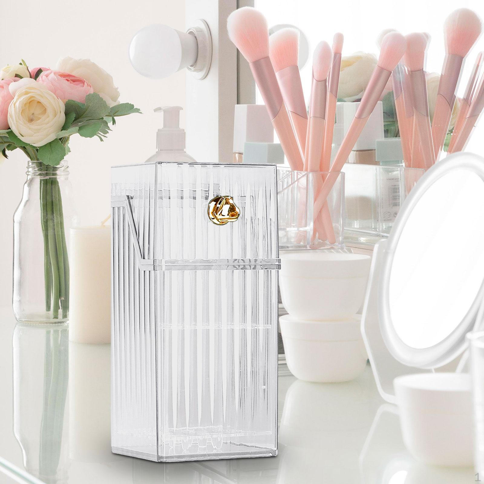 

Storage Box with Slots for Drying Makeup Tools on Bathroom Counter