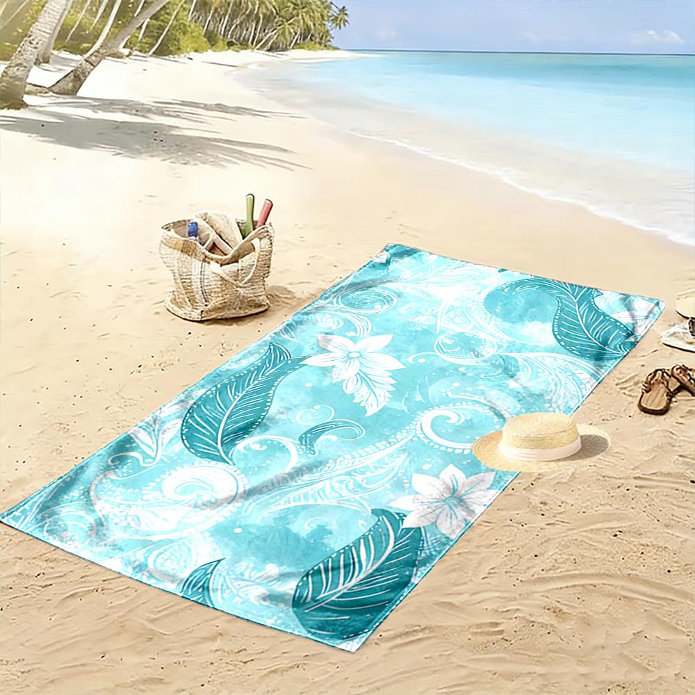 Floral and Feather Pattern Beach Towel Beach towel quick-drying for travel outdoor sports jogging beach and swimming
