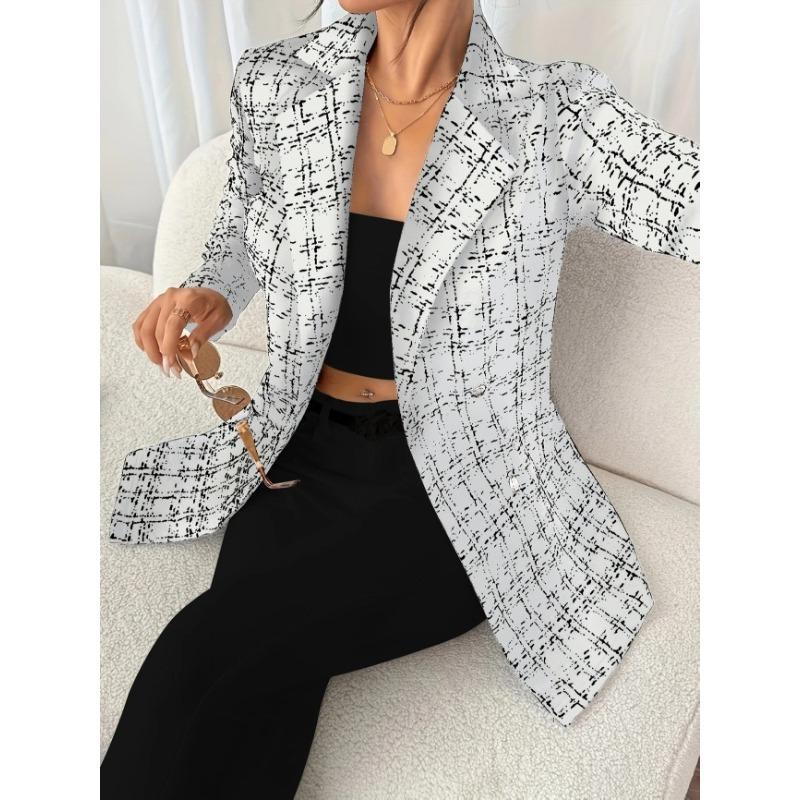 Women S Fitted Turn Down Collar Long Sleeve Button Blazer