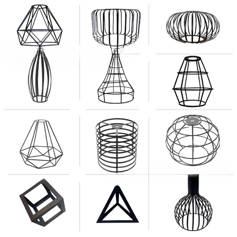 Retro DIY Iron Lampshade Light Guard Iron Bell E27 Bulb Proetctor Ceiling Hanging Lamp Cover Metal Wire Cage Industrial Style