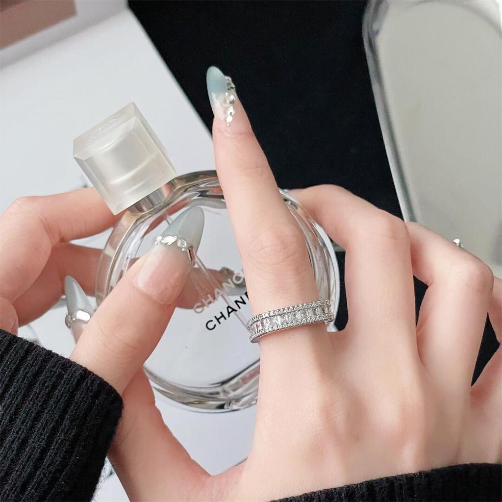 Diamond-Set Zir*****Pen Ring, High-End Sense, Elegant Niche Design Sense, Light Luxury Ring, Women