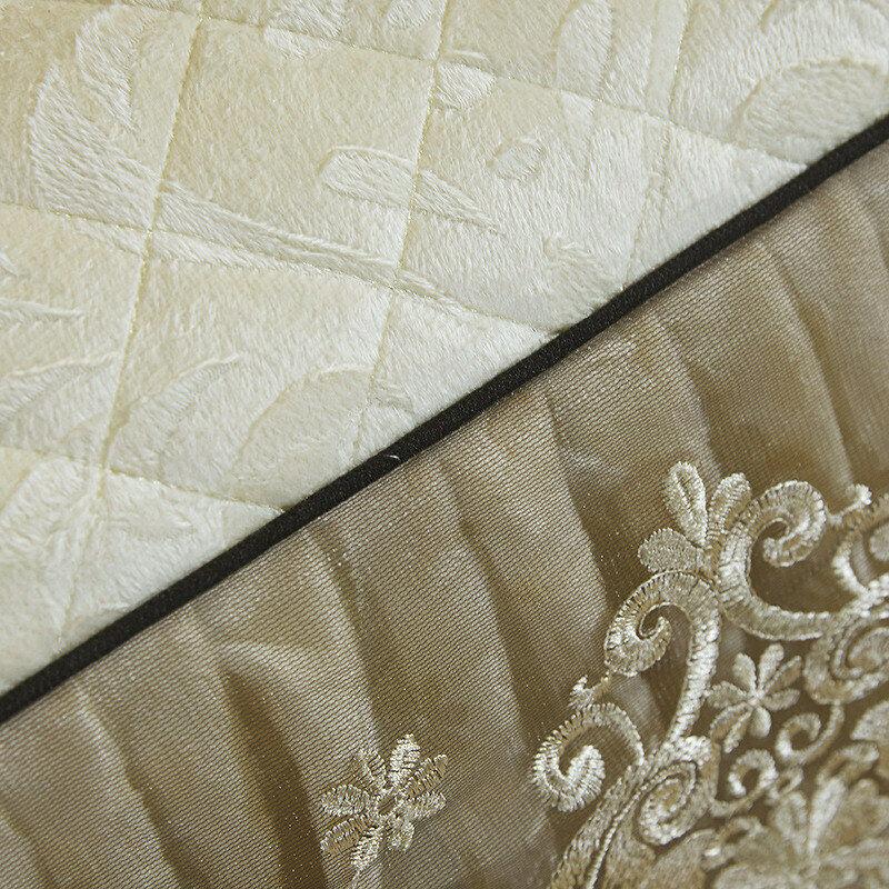 Spitzen-Samt-Tagesdecke, King-Size-Bett, gesteppter Bettrock, Rüschen, elastisch, volle Queen-Bettdecke, Kissenbezüge, weich, warm, europäisch, 3-teilig