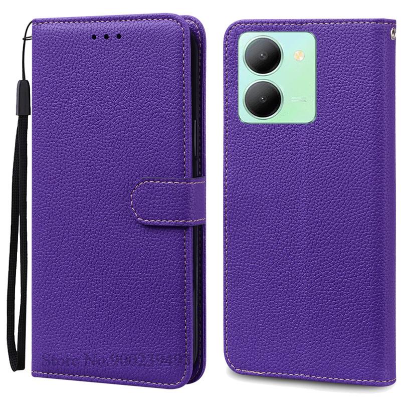 

Чехол Y36 для Vivo Y36, мягкий силиконовый чехол для задней крышки телефона Vivo Y36 5G, кожаный чехол-книжка для VIVOY36 Y 36 for Vivo Y36 4G 5G темно-фиолетового