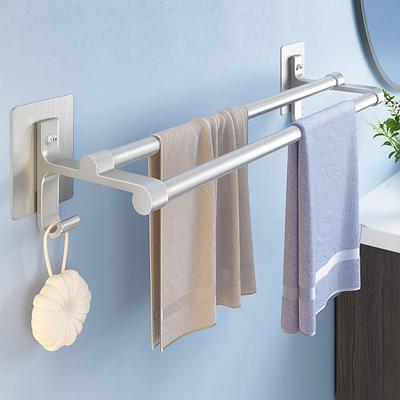 Portasciugamani da Parete per Bagno senza Foratura Barra Doppia Alluminio Autoadesivo Porta Asciugamani Supporto Organizzatore Bagno Barra Portaoggetti