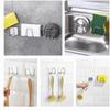 1-20x Stainless Steel Kitchen Sponge Holder Wall-Mounted Scrubber Racks with Strong Adhesive Multi-Functional Draining Hooks
