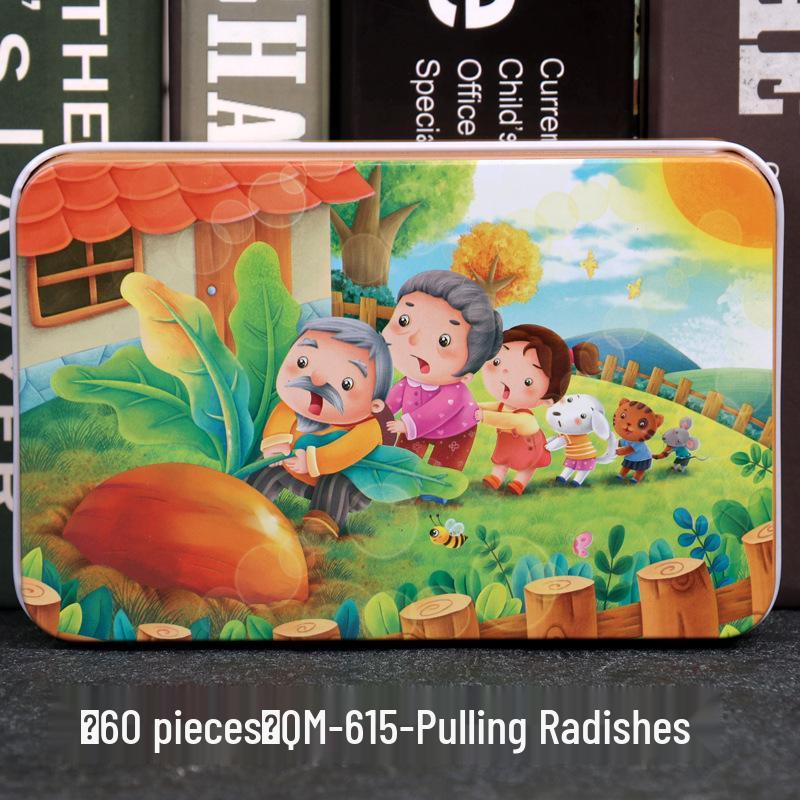 60-Piece Cartoon Puzzle Tin Box for Toddlers Aged 3-6 – Early Education and Intellectual Development Toy for Boys and Girls