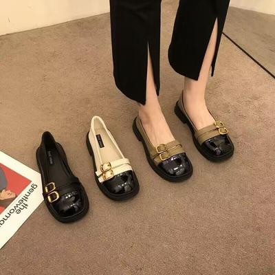New Summer Retro British Style Small Leather Shoes Versatile One-pedal Flat-soled French Single Shoes Mary Jane Women's Shoes