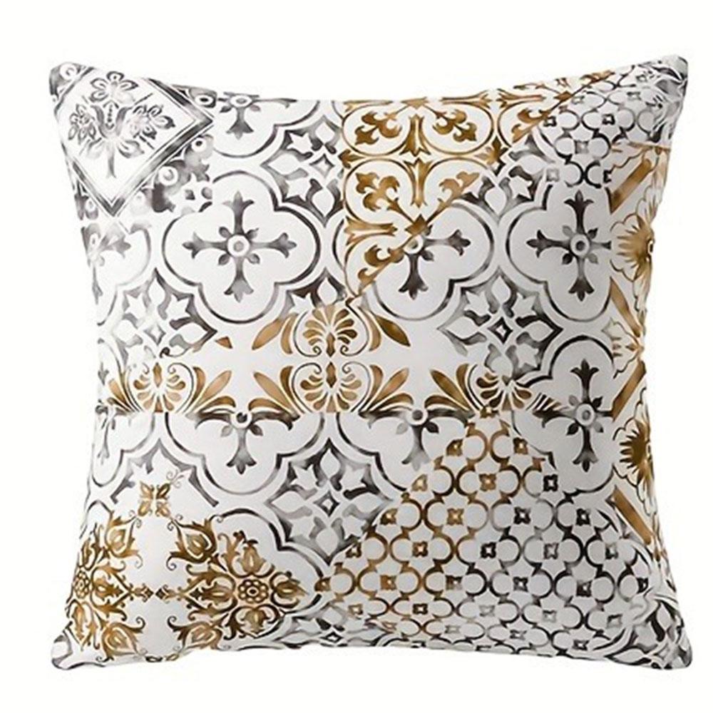 

Gold Brown Pattern Interweaving Decorating with Luxury StyleCover Bedroom Sofa Decoration Polyester Cushion Cover with Zipper 16x16Inch