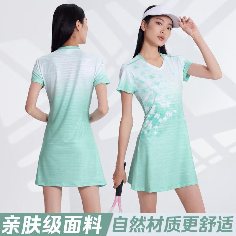 Women's tennis clothes, dress sets, short-sleeved training clothes, printed sports clothes, competition clothes, badminton clothes, quick-drying