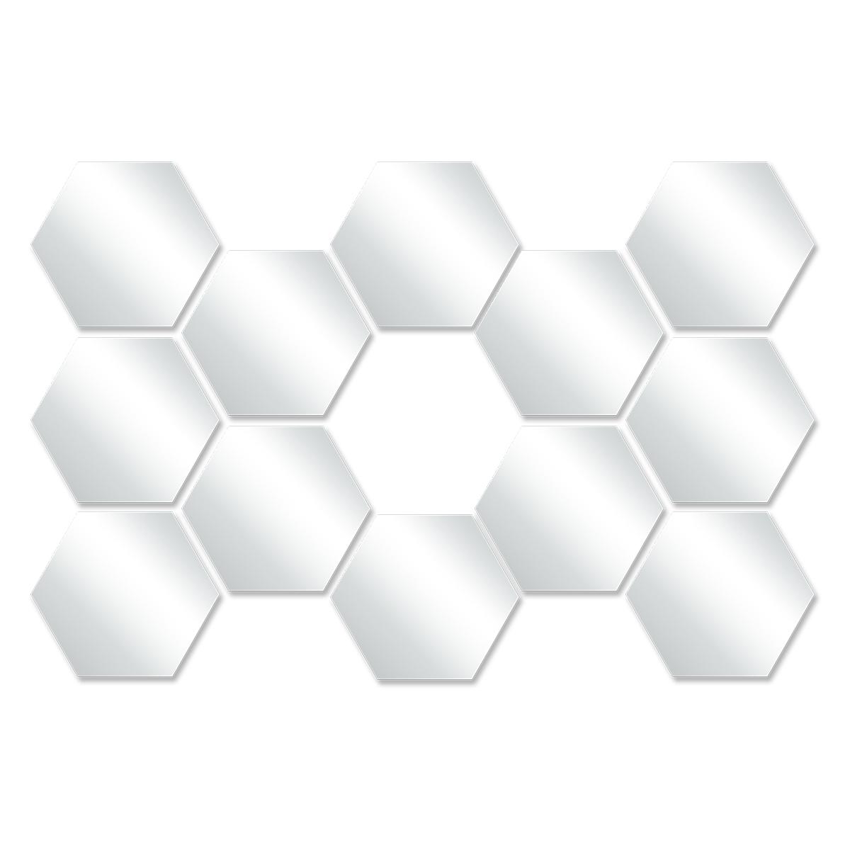 

12Pcs Hexagon Mirror Geometric Hexagon Mirror Self Adhesive Acrylic Mirror Wall Sticker for Home Living Room Bedroom Decor