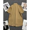 Jachetă de costum cu mânecă scurtă, la modă, de culoare solidă, pentru femei, secțiune subțire de vară, statură mică, concepută pentru stil, kaki fermecător