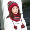 Hat Female Autumn Winter Trendy Versatile Fleece Knitted Wool Hat British Pullover Warm Ear Protector Scarf Hat Female