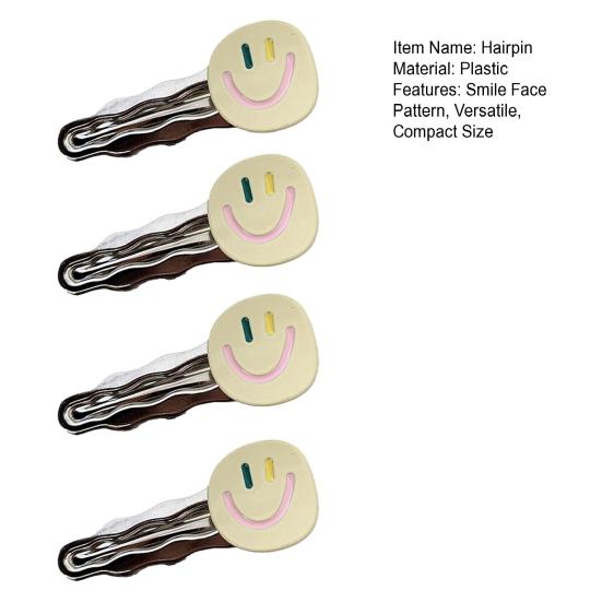 4Pcs Girl Hairpin Smile Face Pattern Stable Clamping Force Smooth Metal Edge Hair