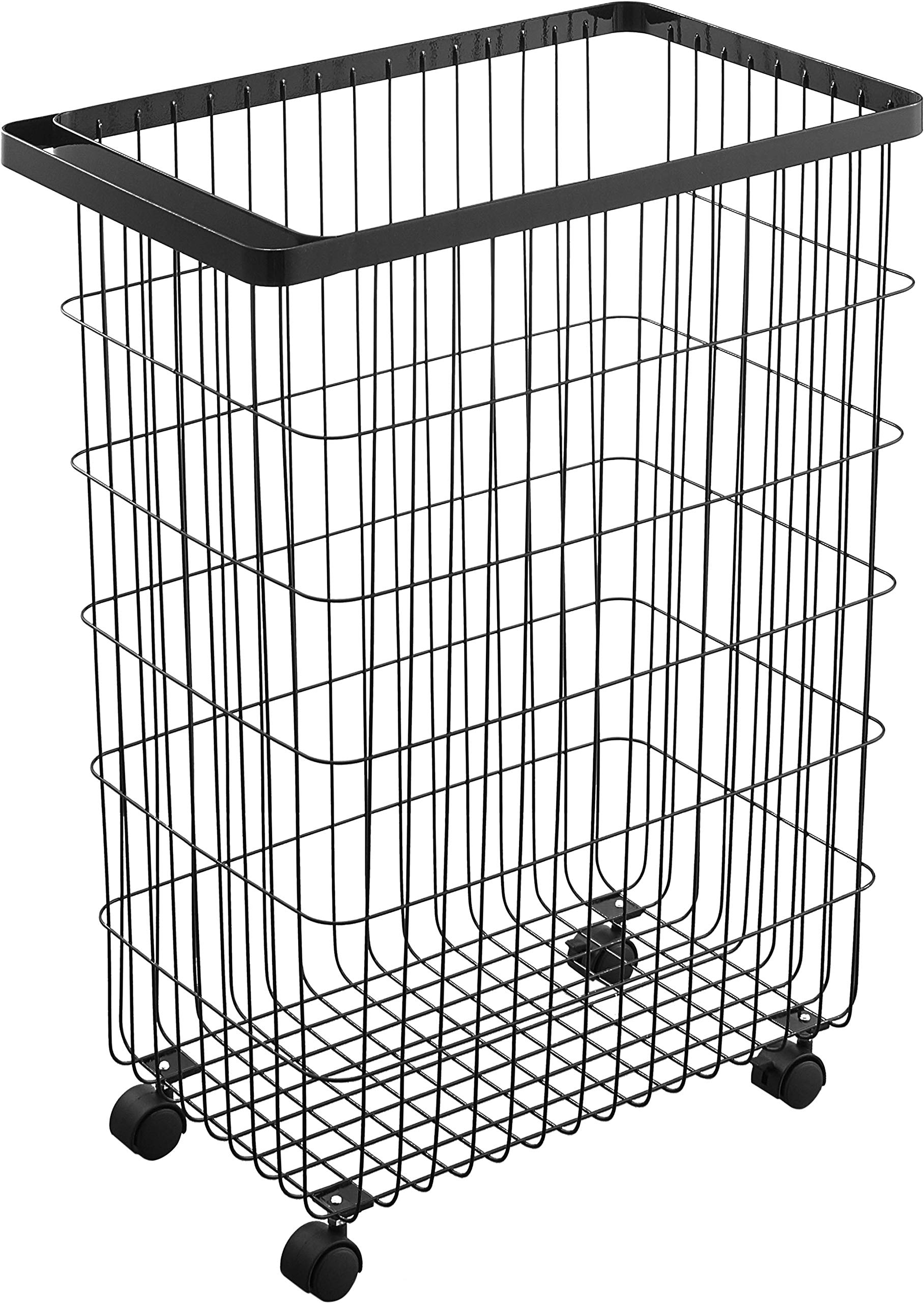 Tower Laundry Basket with 55L Large Slim by Yamazaki Laundry Nordic Laundry Stylish Casters, Capacity, Black, Design, Jitsugyo, Basket, Style, Rack,